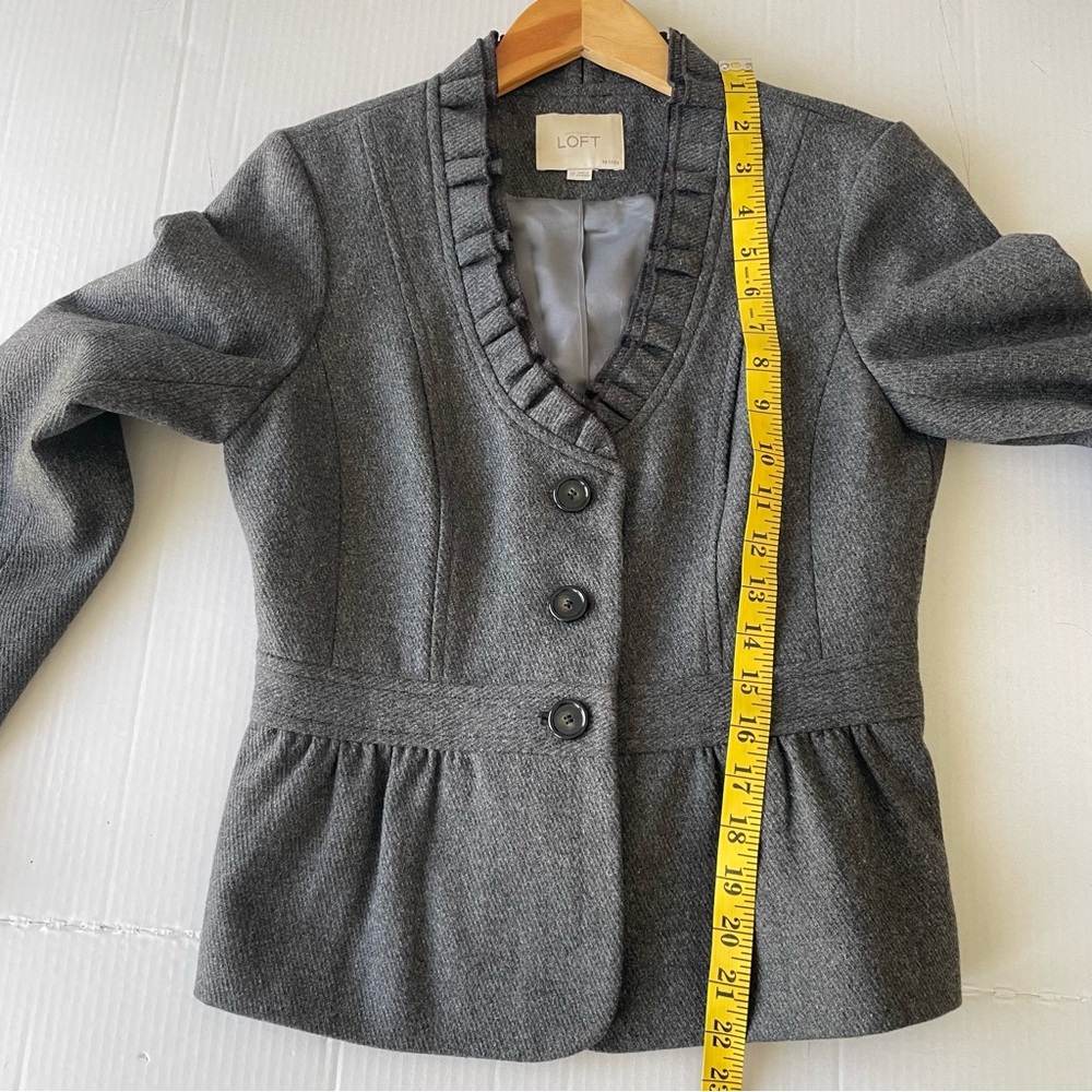 LOFT Charcoal Ruffled Suit Jacket - Picture 6 of 9